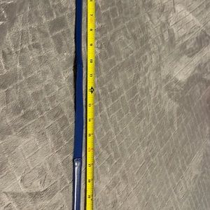 Blue Belt-27 inches but has stretch portion in back.